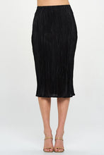 Load image into Gallery viewer, Black Solid Plisse Midi Skirt