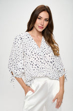 Load image into Gallery viewer, Made in USA Print Top with Self Tie Sleeves