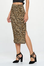 Load image into Gallery viewer, Leopard Print Plisse Midi Skirt