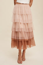 Load image into Gallery viewer, Gradient Style Tiered Mesh Maxi Skirt