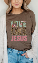 Load image into Gallery viewer, Love Like Jesus Leopard and Floral Graphic Tee