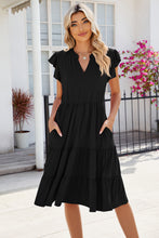 Load image into Gallery viewer, Ruched Notched Cap Sleeve Dress