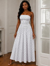 Load image into Gallery viewer, Jyll Polka Dot Strapless Maxi Dress