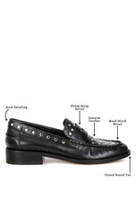 Load image into Gallery viewer, Oglavia Studs Embellished Leather Loafers