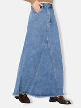 Load image into Gallery viewer, Raw Hem Maxi Denim Skirt