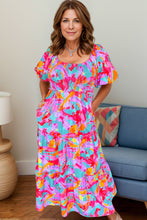 Load image into Gallery viewer, Smocked Printed Half Sleeve Dress