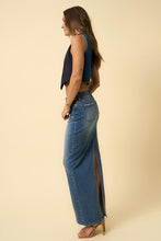 Load image into Gallery viewer, DARK DENIM SUPER LONG MAXI SKIRT