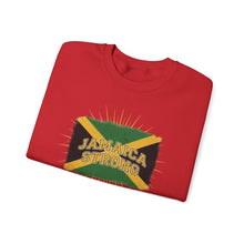 Load image into Gallery viewer, Jamaica Strong Crewneck Sweatshirt – Jamaican Flag Graphic