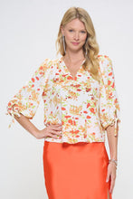 Load image into Gallery viewer, Made in USA Flower Print V neck Top