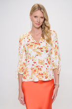 Load image into Gallery viewer, Made in USA Flower Print V neck Top