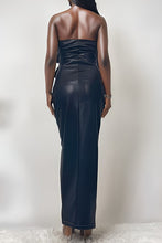 Load image into Gallery viewer, Athina button detailed PU black leather dress
