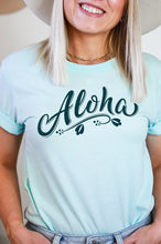 Load image into Gallery viewer, Navy Aloha Tee