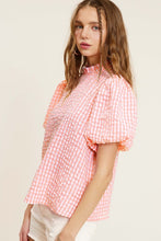 Load image into Gallery viewer, Gingham Check Print Puff Sleeve Top