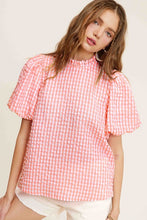 Load image into Gallery viewer, Gingham Check Print Puff Sleeve Top