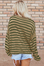 Load image into Gallery viewer, Casual Stripe Round Neck Drop Shoulder Sweater
