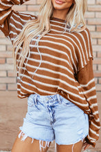 Load image into Gallery viewer, Casual Stripe Round Neck Drop Shoulder Sweater