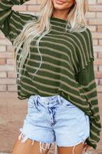 Load image into Gallery viewer, Casual Stripe Round Neck Drop Shoulder Sweater