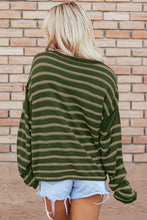 Load image into Gallery viewer, Casual Stripe Round Neck Drop Shoulder Sweater