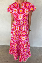 Load image into Gallery viewer, Women Strawberry Geo Print V-neck Maxi Dress