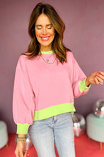Load image into Gallery viewer, Women Colorblock Bubble Sleeve Sweatshirt