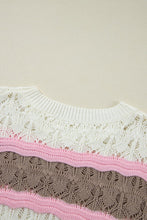 Load image into Gallery viewer, Women Stripe Color Block Half Sleeve Sweater