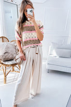 Load image into Gallery viewer, Women Stripe Color Block Half Sleeve Sweater