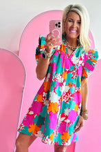 Load image into Gallery viewer, Women Tie Split Neck Flutter Sleeve Mini Dress