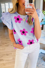 Load image into Gallery viewer, Women Floral Print Ruffled Flutter Sleeve Blouse