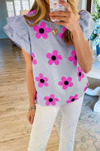 Load image into Gallery viewer, Women Floral Print Ruffled Flutter Sleeve Blouse
