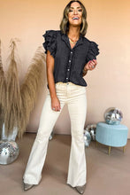 Load image into Gallery viewer, Women Ruffled Flutter Frayed Denim Top