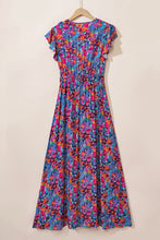 Load image into Gallery viewer, Women Floral Print V Neck Wrap Split Maxi Dress