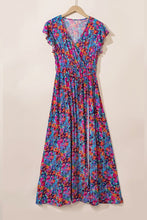 Load image into Gallery viewer, Women Floral Print V Neck Wrap Split Maxi Dress