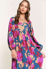 Load image into Gallery viewer, Women Floral Square Neck Ruffled High Waist Dress