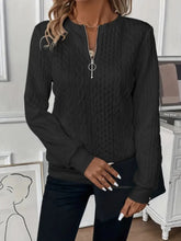 Load image into Gallery viewer, Texture Half Zip Long Sleeve Sweatshirt