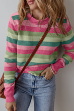 Load image into Gallery viewer, Women Color Block Ribbed Edge Round Neck Sweater