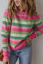Load image into Gallery viewer, Women Color Block Ribbed Edge Round Neck Sweater