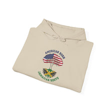 Load image into Gallery viewer, American Born Jamaican Roots Hoodie — Patriotic USA/Jamaica Flag Graphic