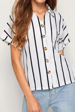 Load image into Gallery viewer, Striped Button Up Short Sleeve Shirt