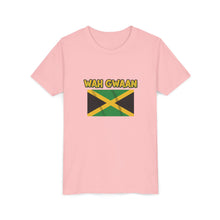 Load image into Gallery viewer, Youth Tee - "Wah Gwaan" Jamaican Flag Kids Shirt