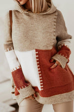Load image into Gallery viewer, Color Block Kangaroo Pocket Hooded Sweater
