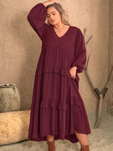 Load image into Gallery viewer, Fatima Ruffled V-Neck Long Sleeve Dress