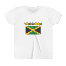 Load image into Gallery viewer, Youth Tee - "Wah Gwaan" Jamaican Flag Kids Shirt