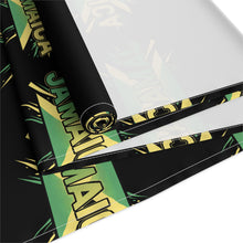 Load image into Gallery viewer, Jamaica Flag Script Table Runner — Black Cotton-Poly Dining Accent
