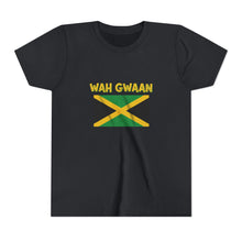 Load image into Gallery viewer, Youth Tee - "Wah Gwaan" Jamaican Flag Kids Shirt