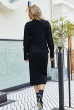 Load image into Gallery viewer, Mixed Knit V-Neck Cardigan Skirt Set