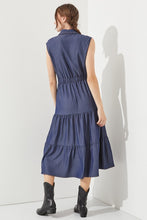 Load image into Gallery viewer, SLEEVELESS BUTTON-DOWN DENIM DRESS