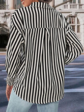 Load image into Gallery viewer, Striped Dropped Shoulder Smocked Wristband Shirt