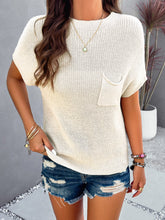 Load image into Gallery viewer, Round Neck Rib Trim Short Sleeve Knit Top