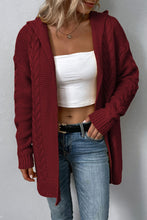 Load image into Gallery viewer, Cable-Knit Dropped Shoulder Hooded Cardigan