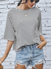Load image into Gallery viewer, Raglan Striped Sleeve T-Shirt